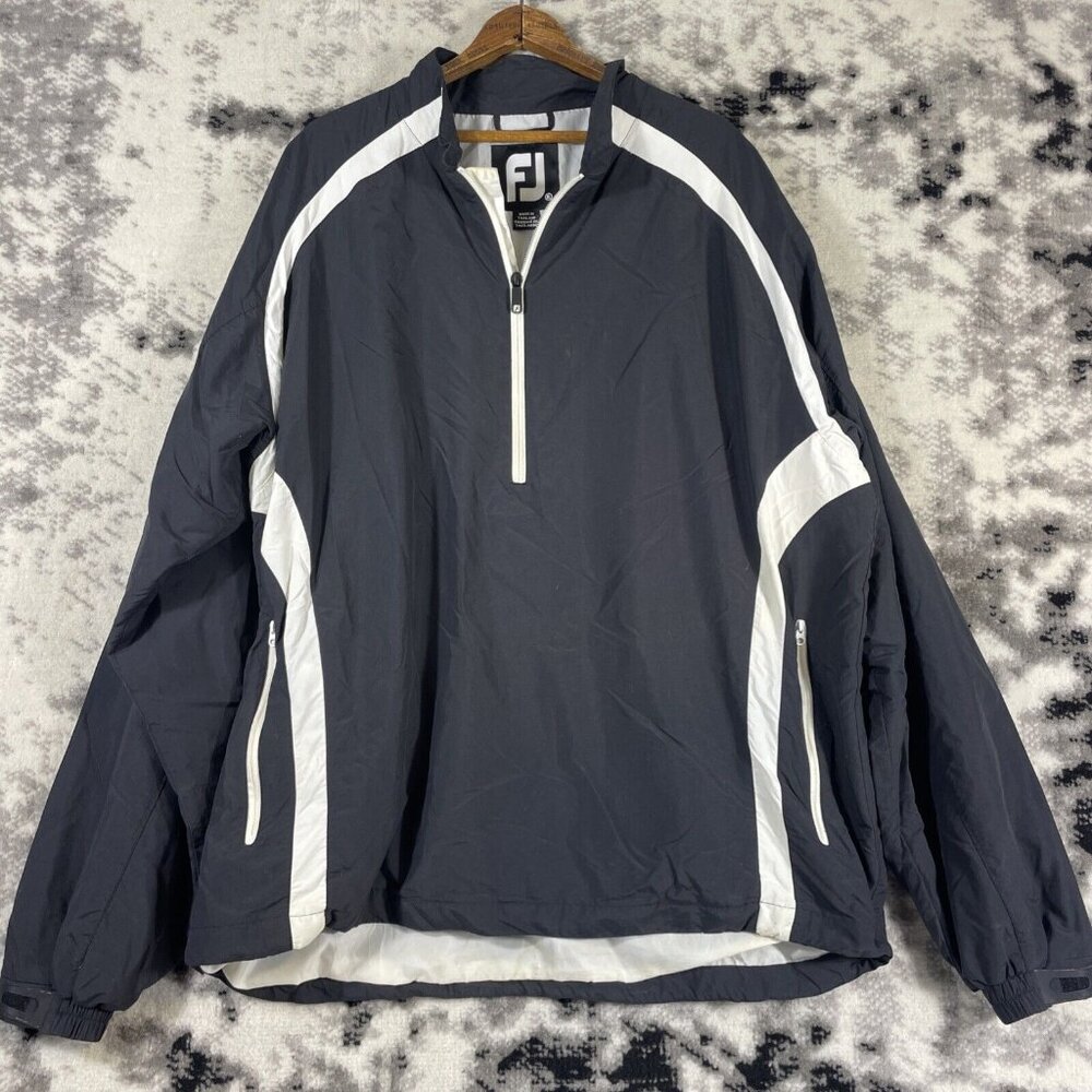 Footjoy Pullover Mens‎ Size Extra Large Black White Trim Pullover 1/2 Zip